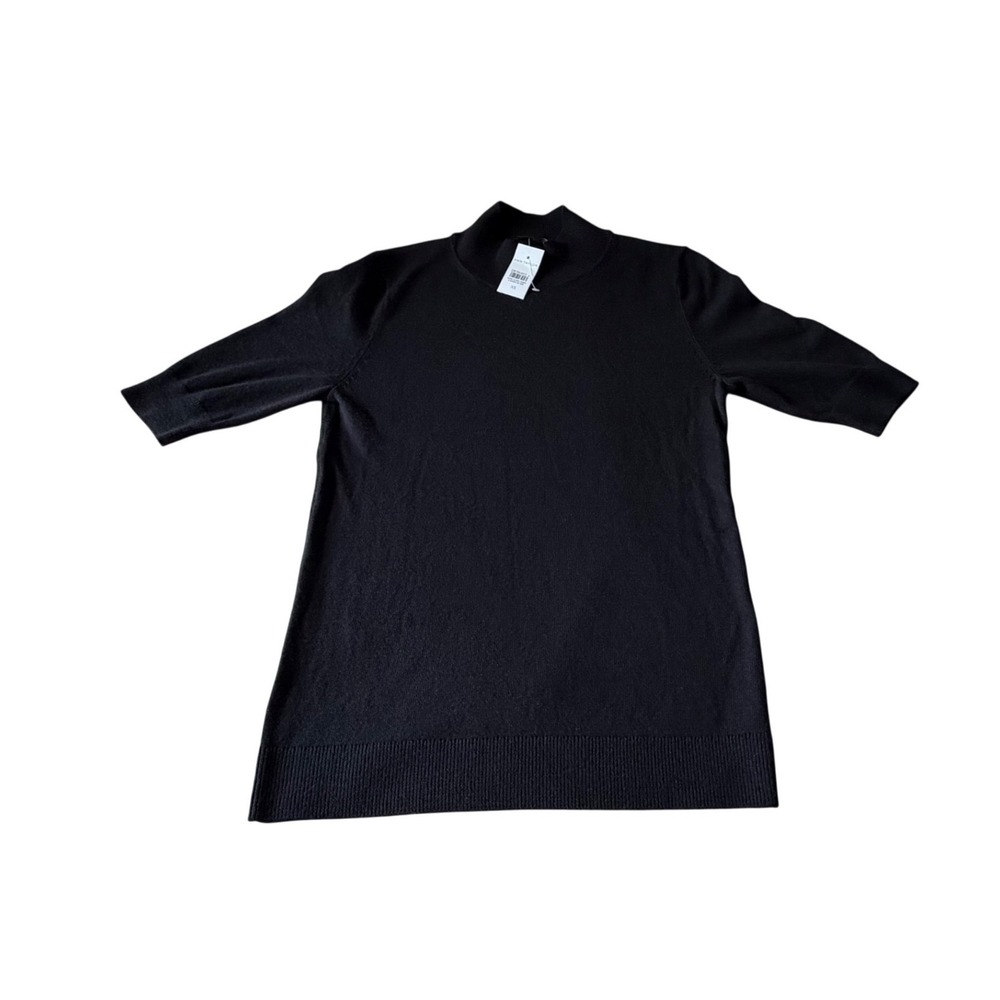 NEW Ann Taylor Womens Black Mock Neck Short Sleeve Knit Sweater Size XS